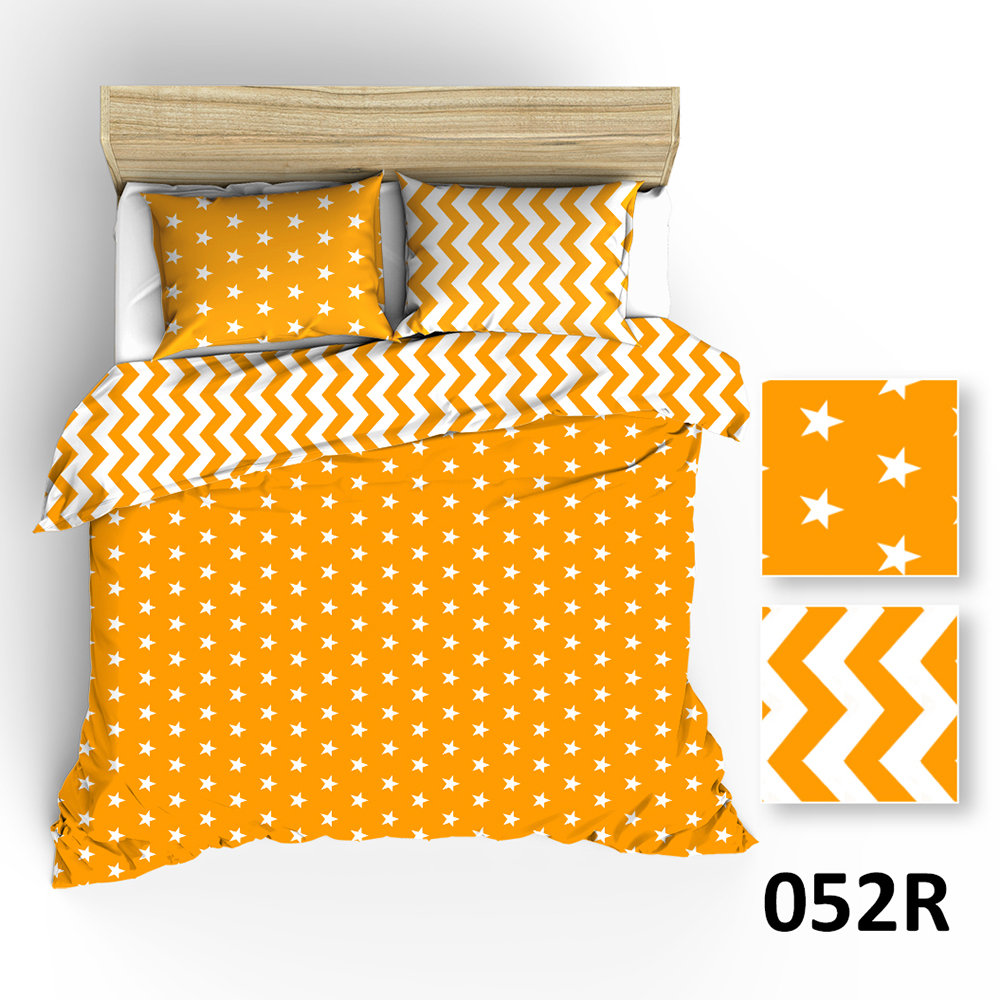 Pościel 160x200 R052 biała żółta gwiazdki zygzak 107N 109N