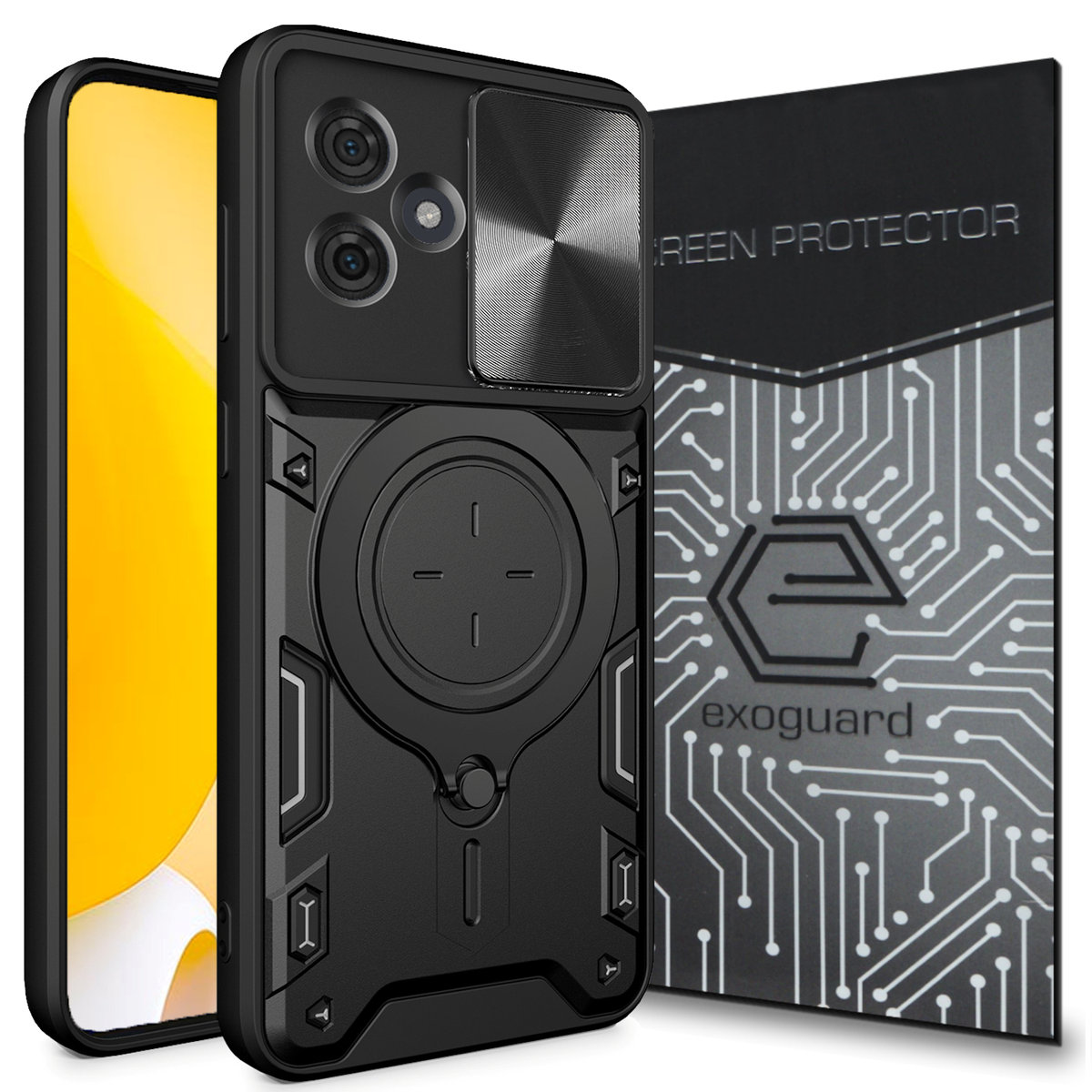 ETUI EXOGUARD RINGSHIELD + SZKŁO - MOTOROLA MOTO G54 5G / G54 5G POWER EDITION - PANCERNE CASE OBUDOWA FUTERAŁ RING