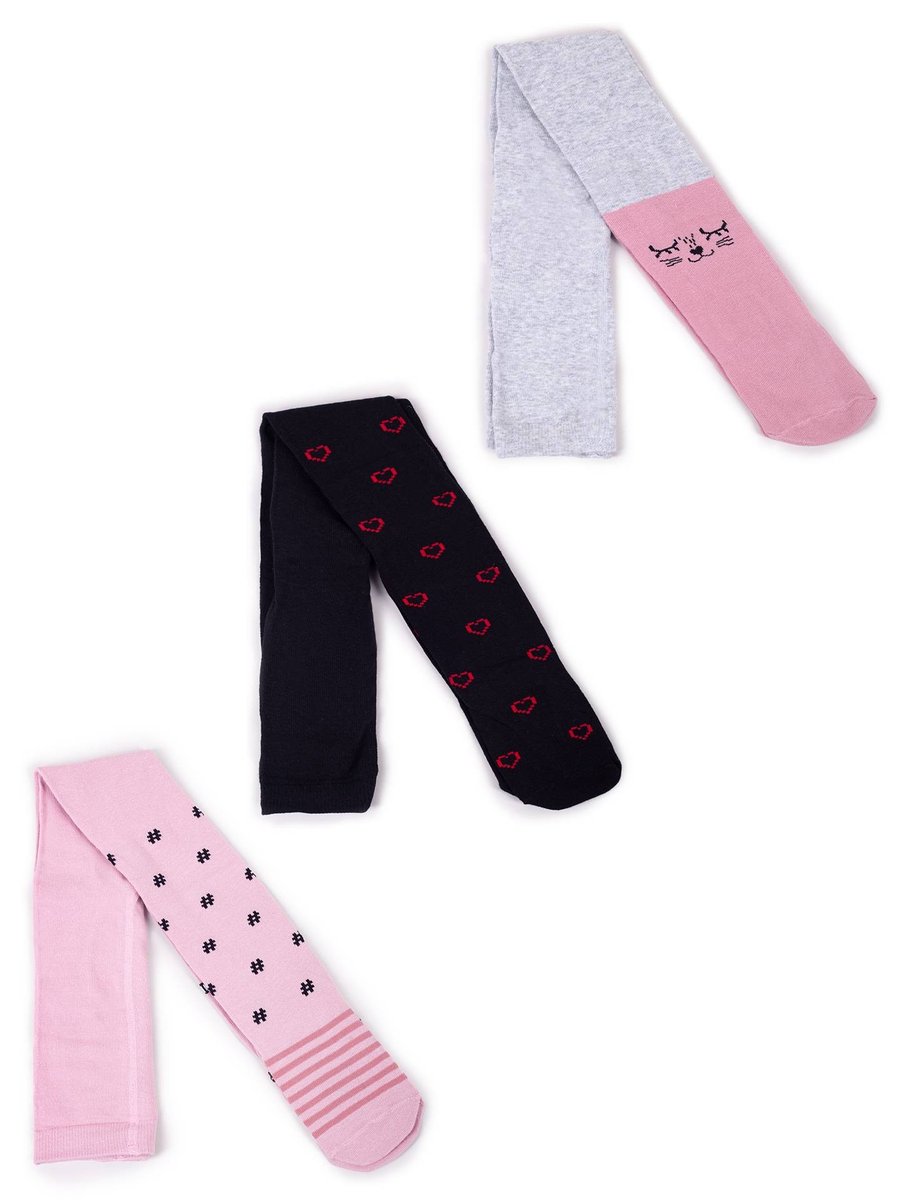 Rajstopy dziewczęce bawełniane we wzory 3PAK 152-158 YOCLUB