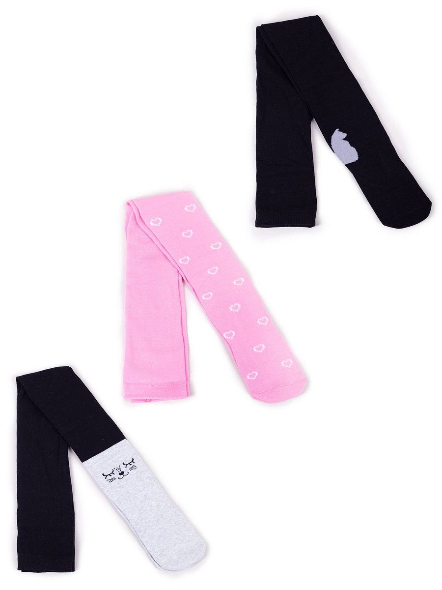 Rajstopy dziewczęce bawełniane we wzory 3PAK 152-158 YOCLUB