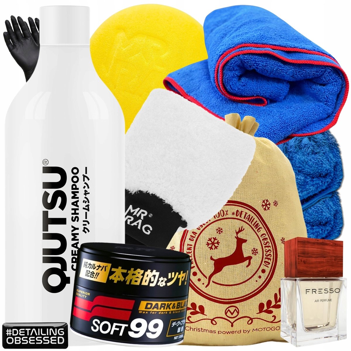 SOFT99 ZESTAW NA PREZENT WOSK DARK & BLACK +SZAMPON RĘKAWICA ZAPACH RĘCZNIK