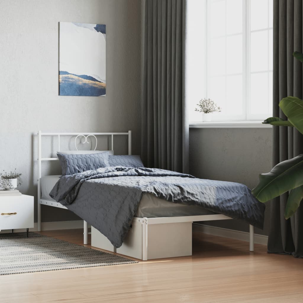 Metalowa rama łóżka z wezgłowiem, biała, 100x200 cm Lumarko!