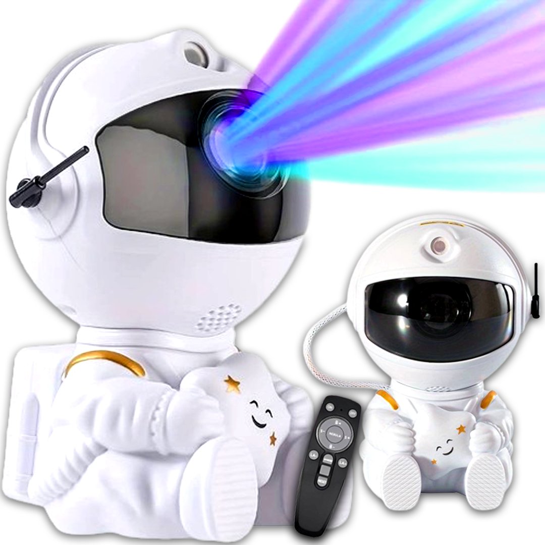 Projektor Gwiazd Lampka Nocna Astronauta 8 Trybów Rzutnik Laserowy Led Biały
