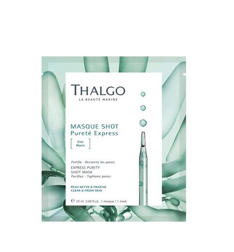 Thalgo Express Purity Shot Mask, Ekspresowa oczyszczająca maska w płacie z Morskim Cynkiem