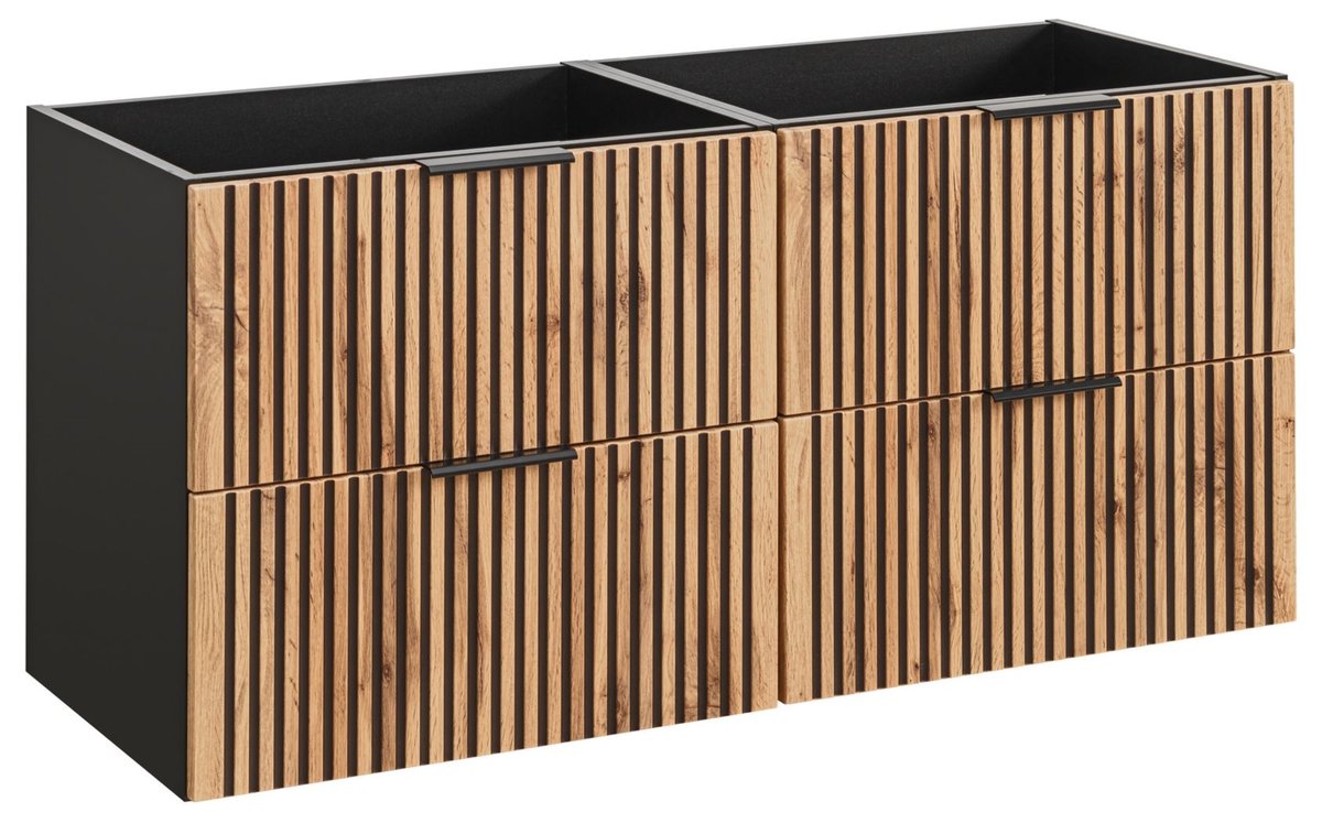 WISZĄCA Szafka do Łazienki CZARNA 120 cm RYFLOWANA