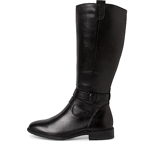 Tamaris Comfort Damskie buty 8-85503-41, skórzane, Comfort Fit, wymienna wkładka, klasyczne, długie kozaki do kolan, czarny, 42 EU Weit