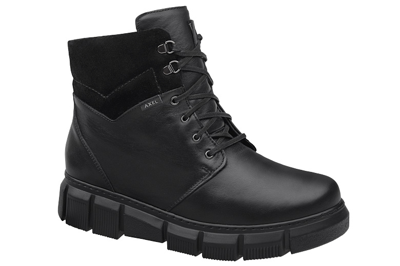 Trzewiki Botki AXEL Comfort 4482 H Czarne+Lakier CzarnyGN ocieplane na Haluksy Kosela Medic 9482