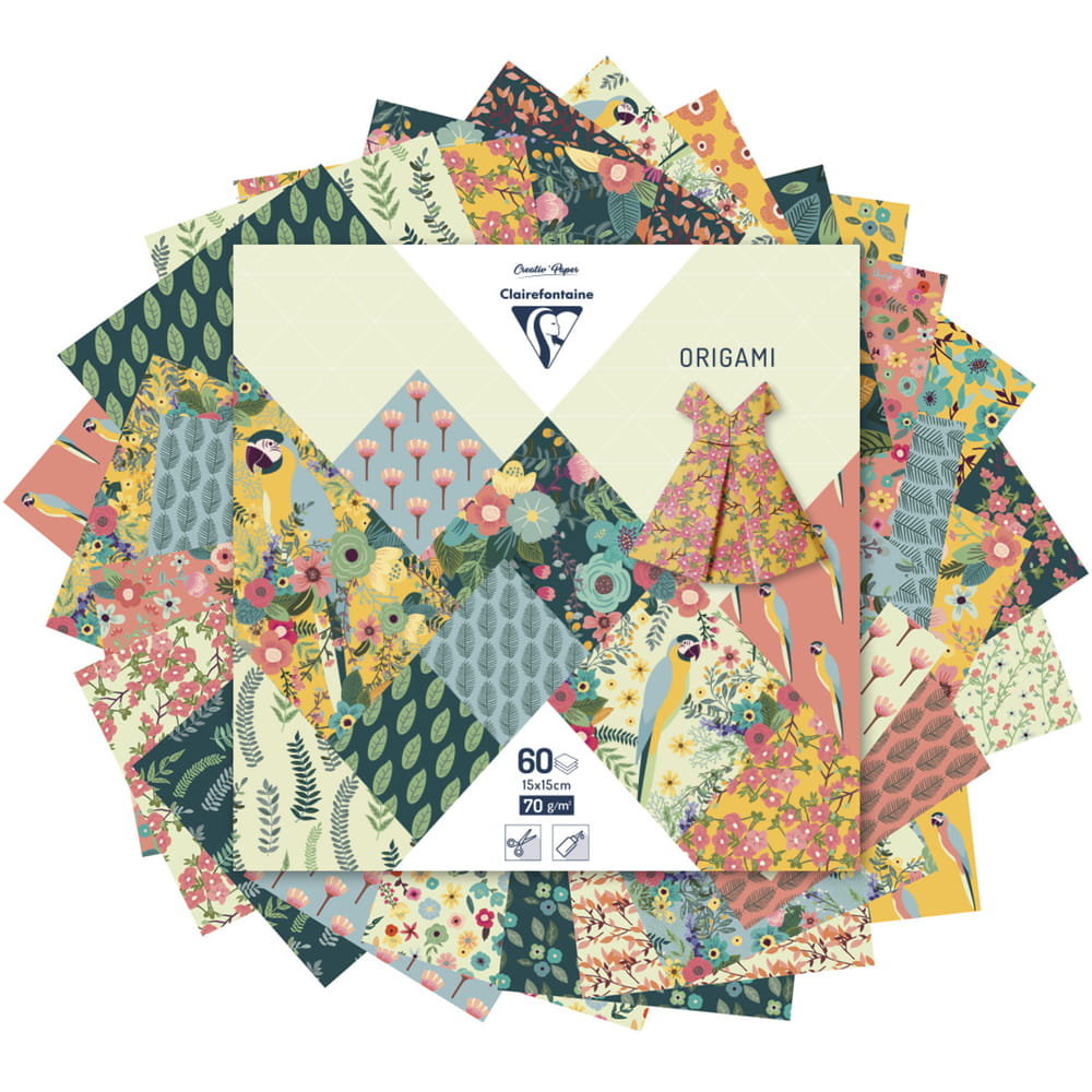 Clairefontaine, Papier  Origami 15X15 Cm Kiribati 60 Arkuszy