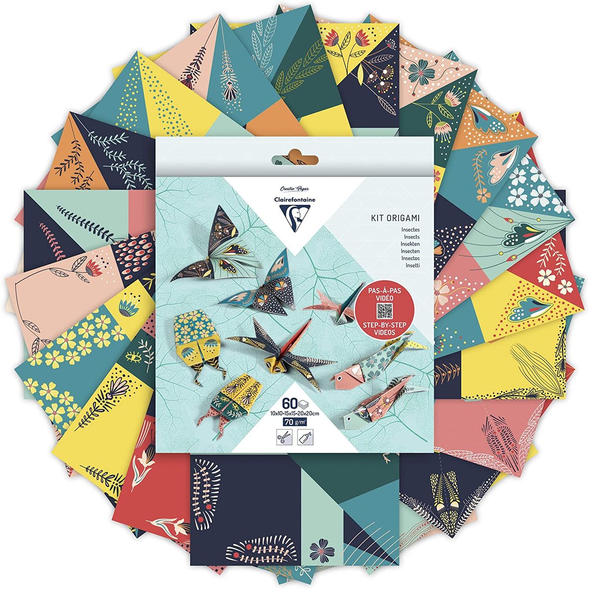Clairefontaine, Papier  Origami Kit Owady 3 Formaty 60 Arkuszy
