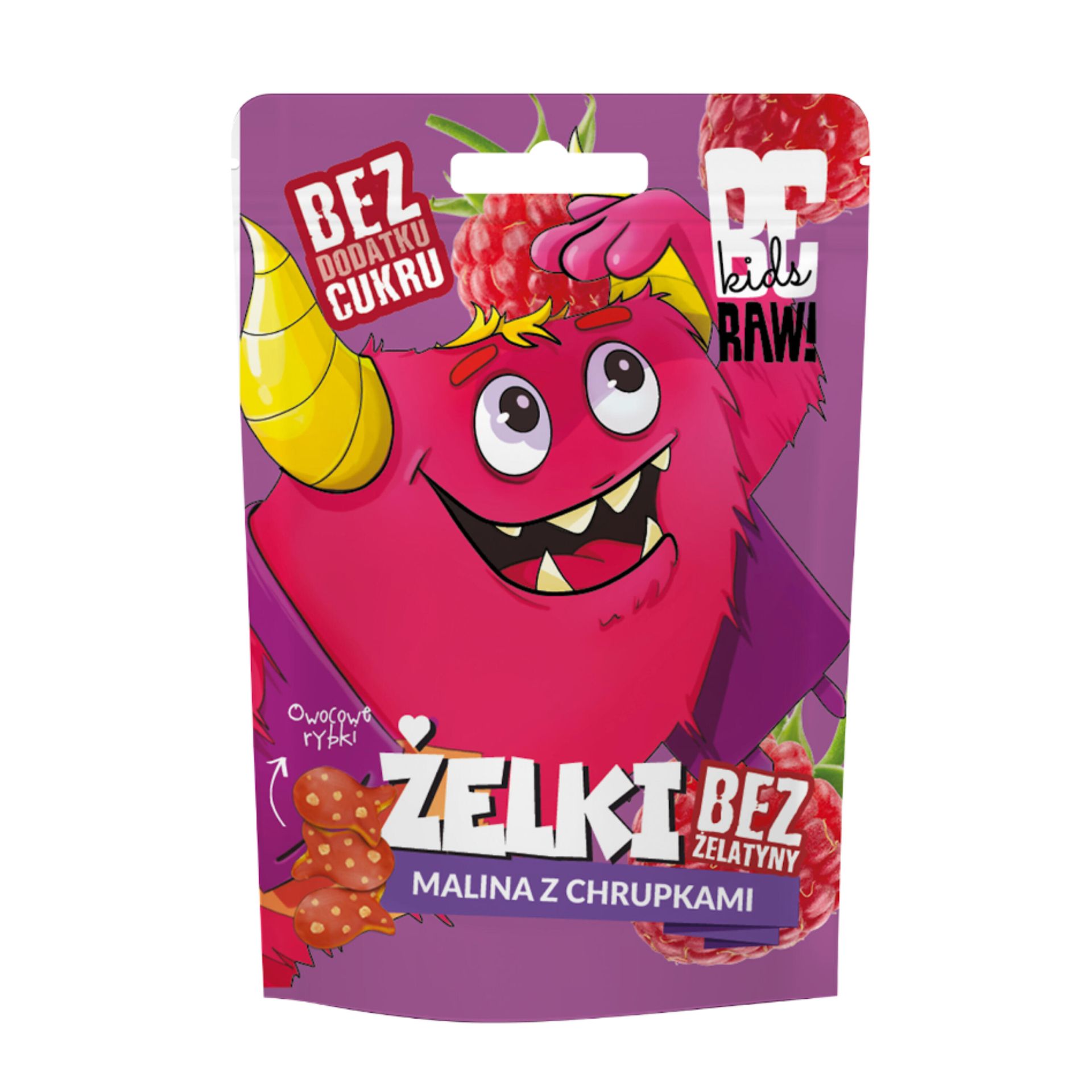 BeRAW Kids Żelki malina z chrupkami BeRaw Kids, 35g