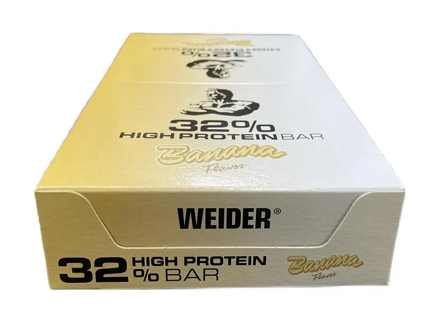 Weider - 32% High Protein Bar, Baton Proteinowy, Banana, 12 Batonów x 60g