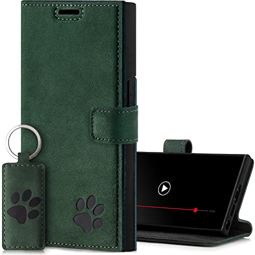 SURAZO Premium Skórzane Etui Na Telefon Kompatybilne Samsung Galaxy S23 Ultra (6,8) Zamykanie na Magnes Case Skóra Naturalna Obudowa Ochronna RFID Stojak TV Odporność na wstrząsy Portfel na karty