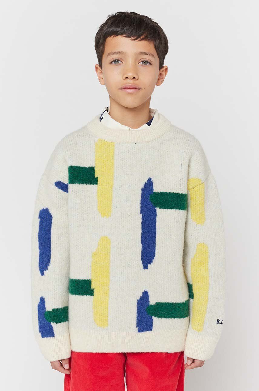 Bobo Choses sweter z domieszką wełny dziecięcy kolor beżowy