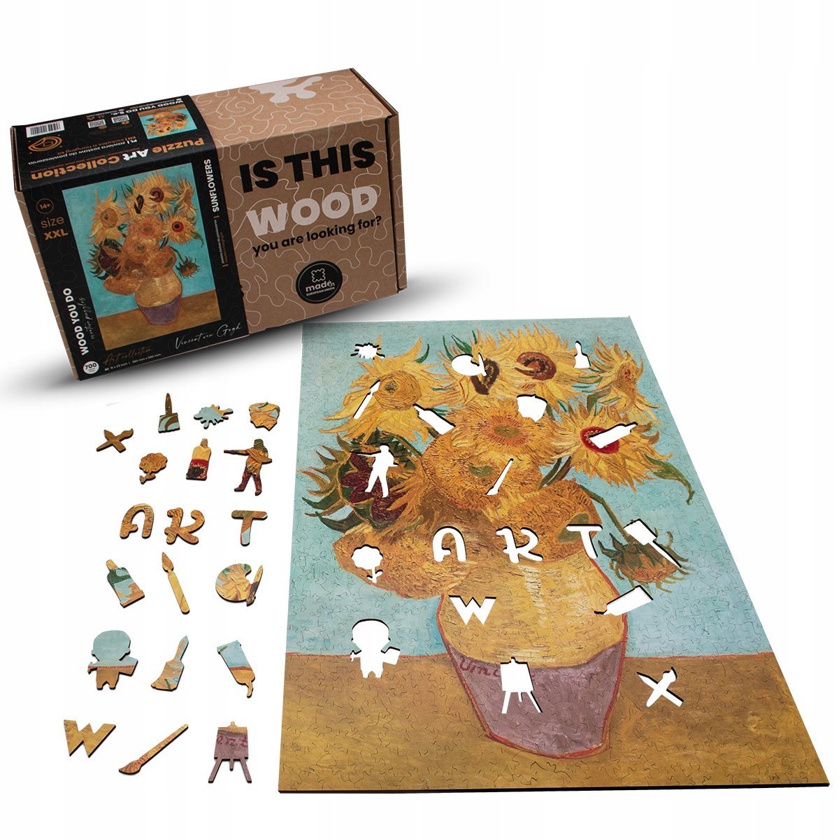 Puzzle drewniane SŁONECZNIKI Vincent van Gogh 700 el wyjątkowe kształty XXL