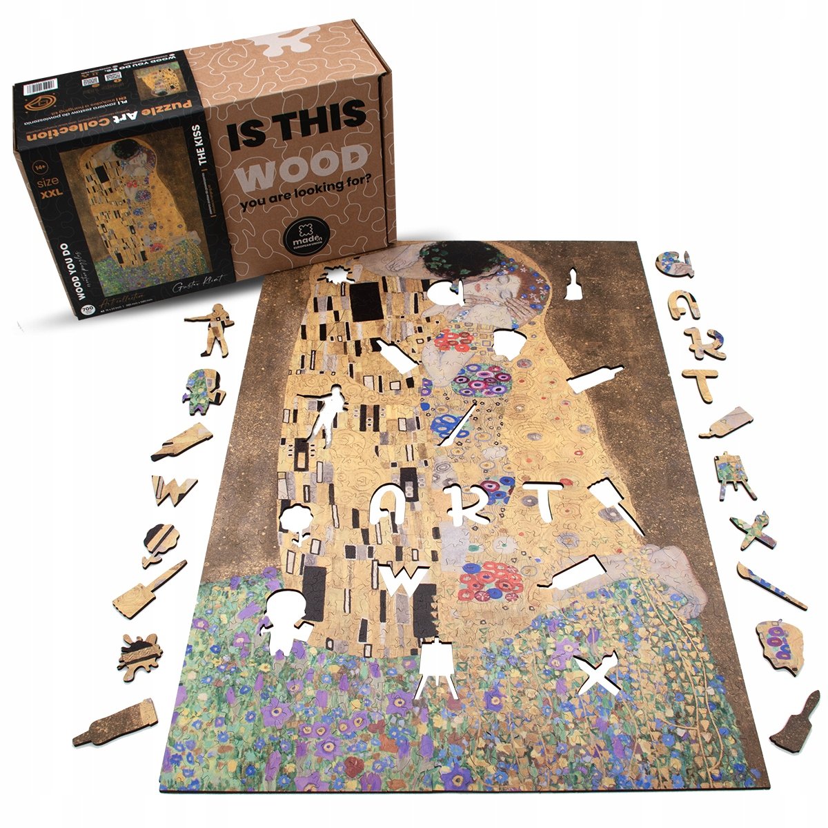 Puzzle drewniane POCAŁUNEK Gustav Klimt 700 el wyjątkowe kształty XXL