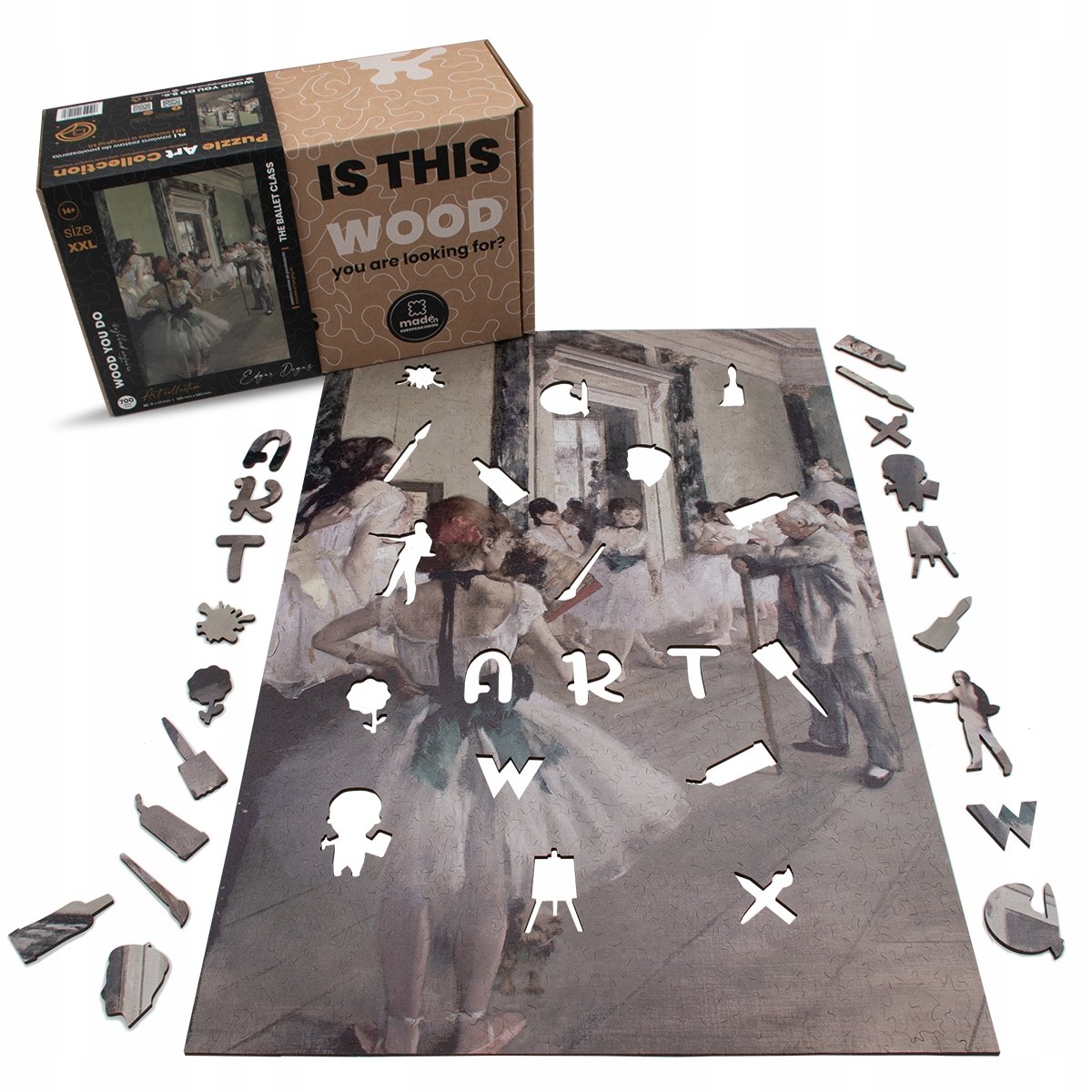 Puzzle drewniane LEKCJA TAŃCA Edgar Degas 700 el wyjątkowe kształty XXL