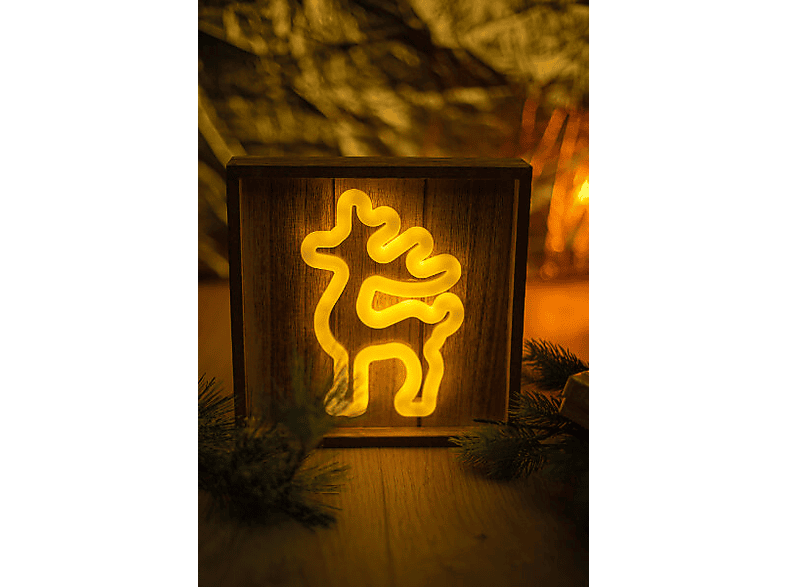 Neon FOREVER TF1 Wood Frame LED Renifer biały ciepły FLNW01