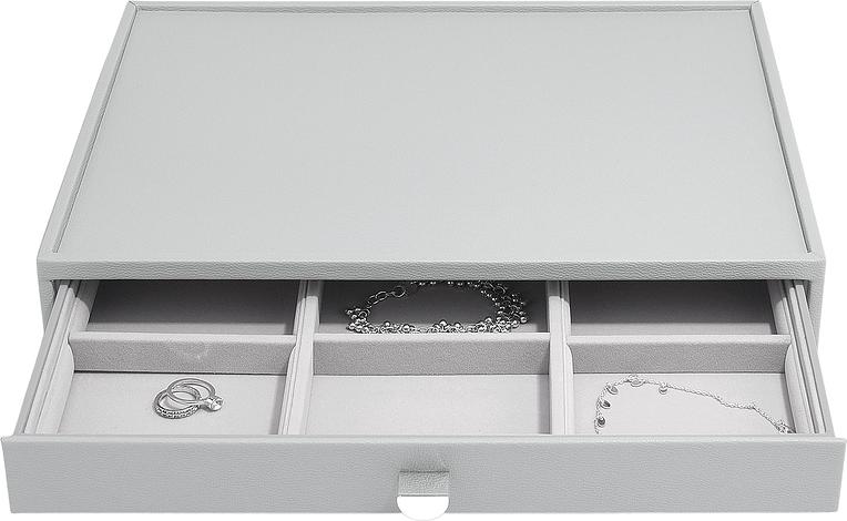 Szkatułka na biżuterię Stackers Pebble 9 komorowa supersize kamienna szarość z szufladą