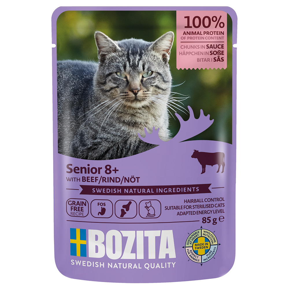 Bozita Senior, kawałki w sosie, 12 x 85 g - Wołowina