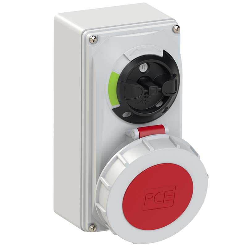 GNIAZDO Z WYŁĄCZNIKIEM 0-1 MAŁE BLOKADA MECHANICZNA 32A 400V 3P+Z+N IP67