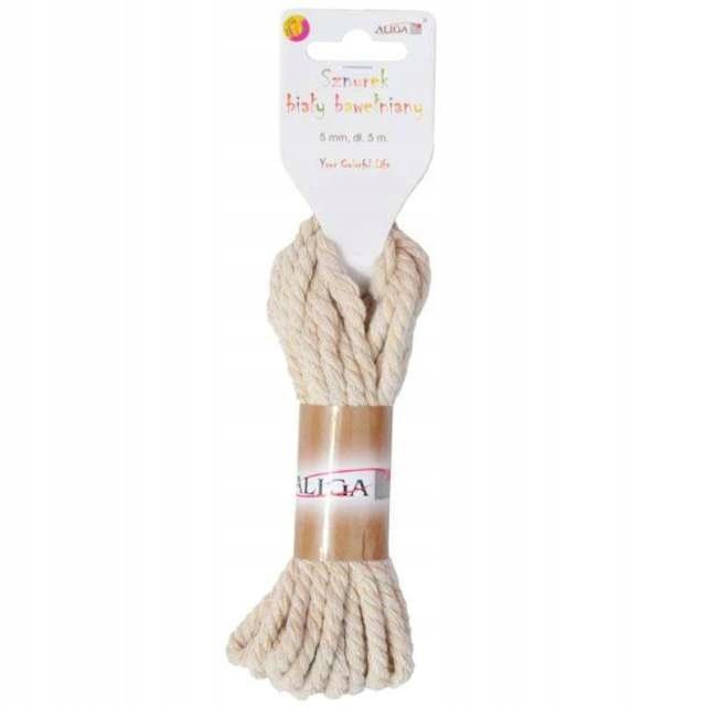 Sznurek Bawełniany Sb-2207 Biały 5Mm X 5M Aliga