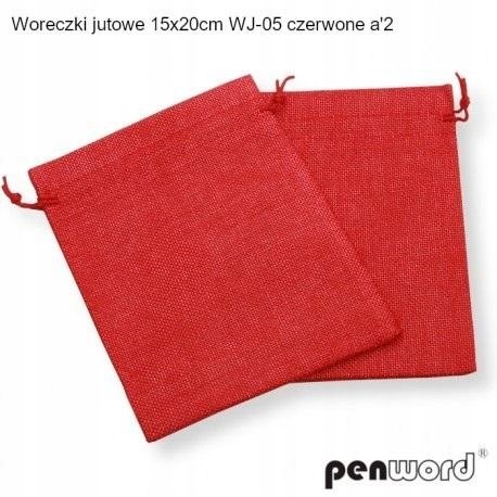 Woreczki Jutowe 15X20Cm Wj-05 Czerwone 2Szt Penword