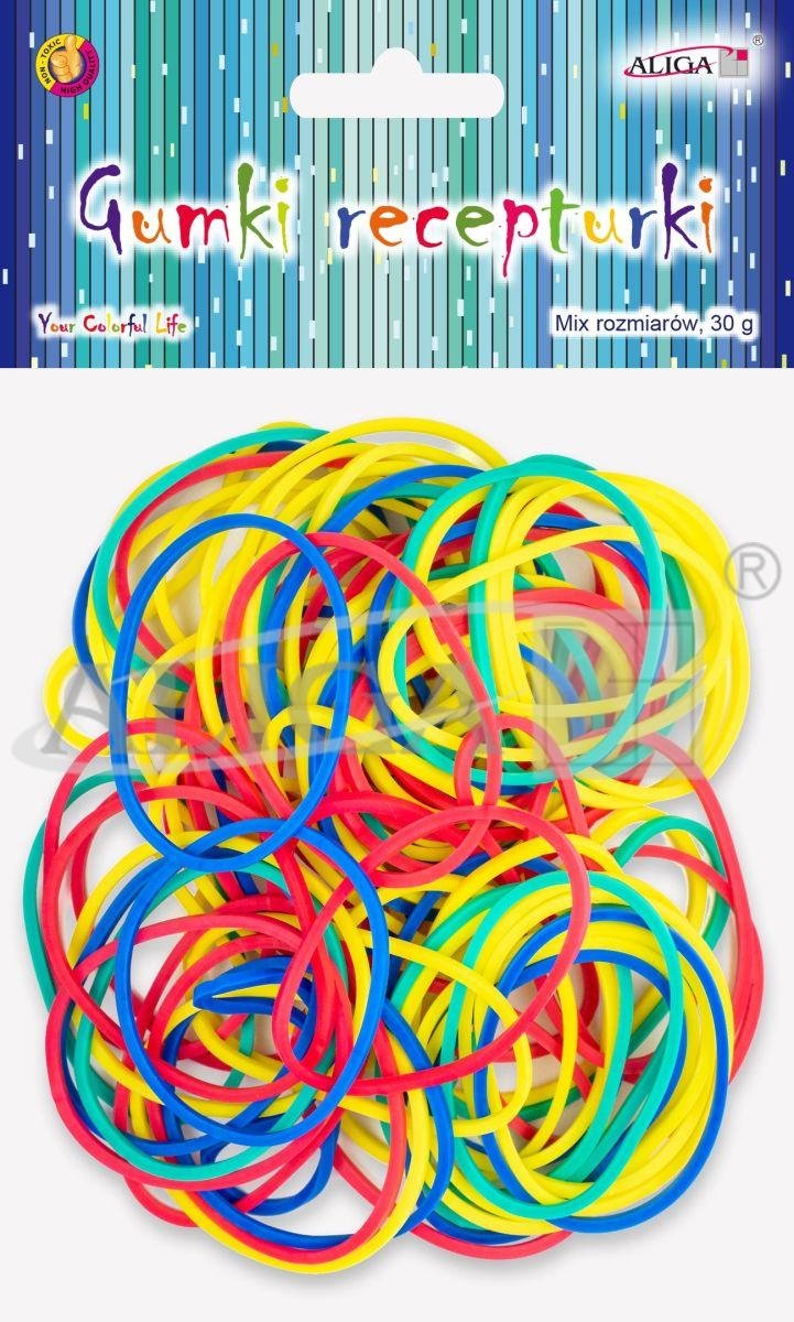 Gumki Recepturki Gum-0353 Mix Kolorów Neonowych, Rozm. 3,8Cm, 30G Aliga