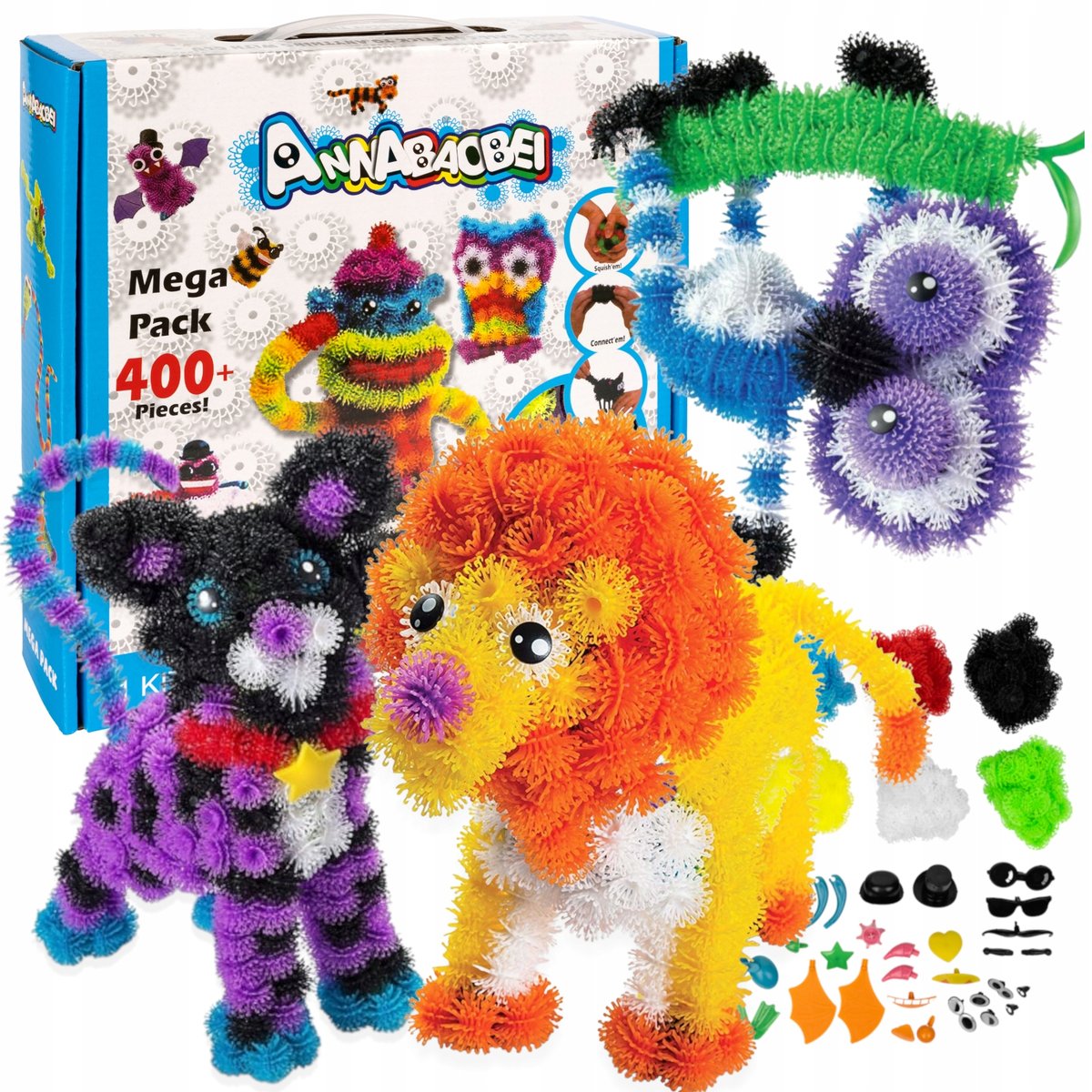 RZEPY CZEPY KLOCKI KULKI KOLOROWE KREATYWNE UKŁADANKA PUZZLE ZESTAW 436 EL.