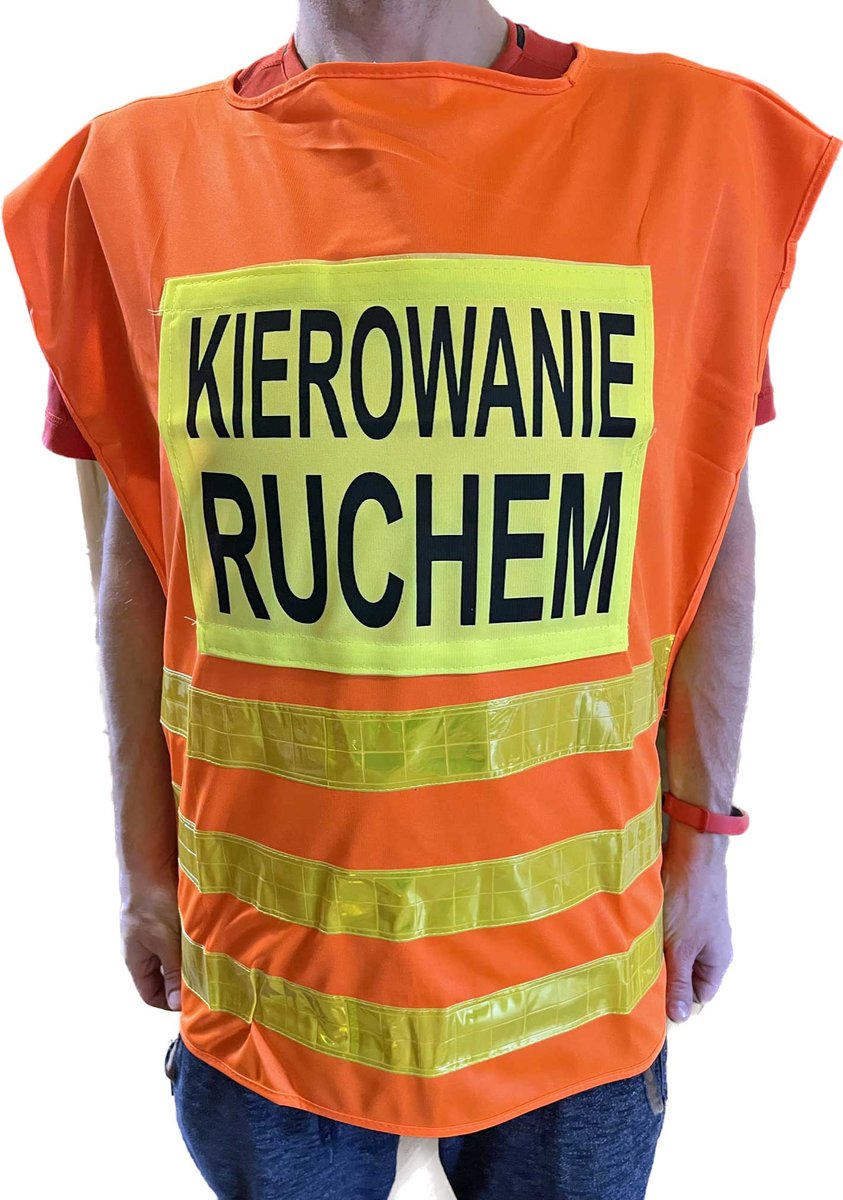 KAMIZELKA DO KIEROWANIA RUCHEM narzutka KOSZULKA ostrzegawcza uniwersalna wkładana przez głowę zapinana z boku Silbet KIEROWANIA RUCHEM 5904512090366