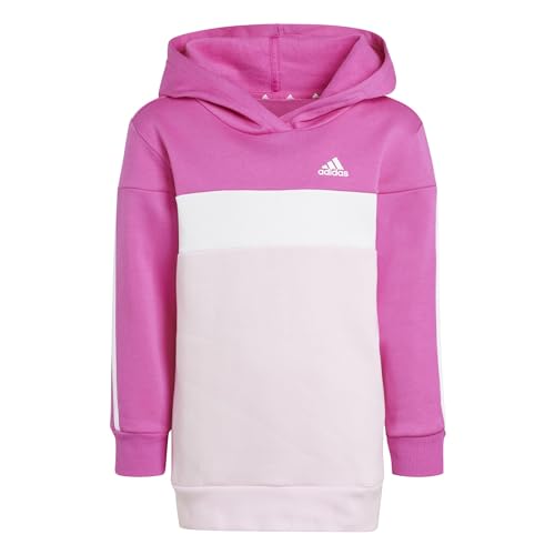 adidas, Essentials 3-Stripes Tyberio, Kombinezon, Top: Fuksja Nasiona Polerowany/Biały Różowy Biały/Jasny: Fuksja Nasiona Błyszczące/Biały, 3/4A, Dziewczynka