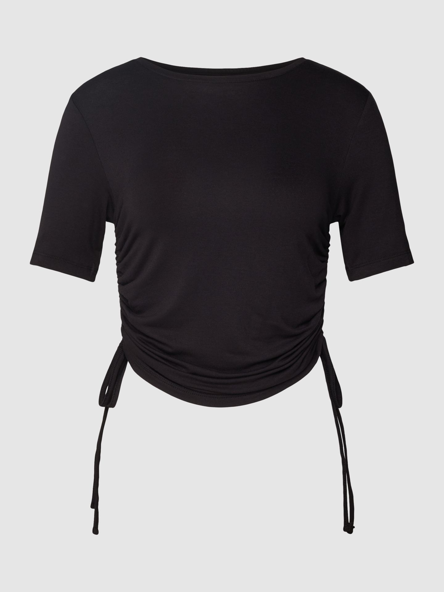 T-shirt z prążkowanym, okrągłym dekoltem model ‘NEORA’