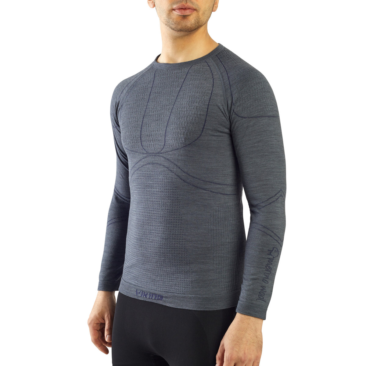 Viking, Bielizna męska, Lan Man Longsleeve, szara, Rozmiar M