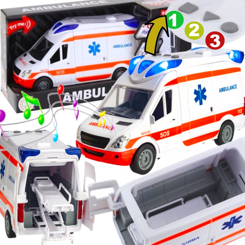 Auto KARETKA POGOTOWIA Ambulans Van Bus Na Baterie ►Światło Dźwięk Sygnały◄