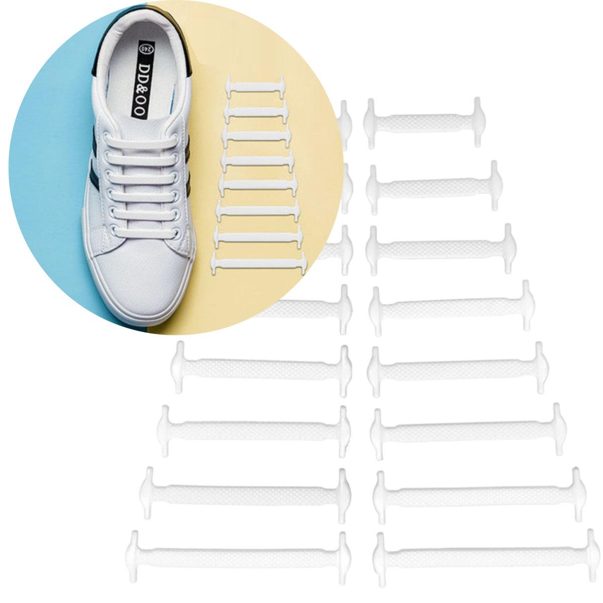 BIAŁE SZNURÓWKI ELASTYCZNE DO SZNUROWANIA SILIKONOWE