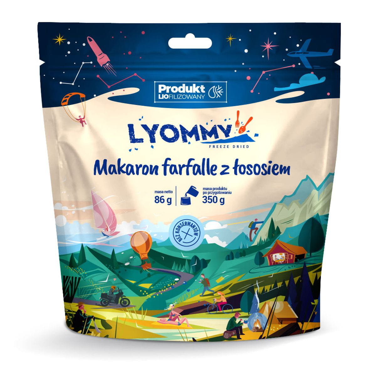 Liofilizat Lyommy Makaron farfalle z łososiem 350g