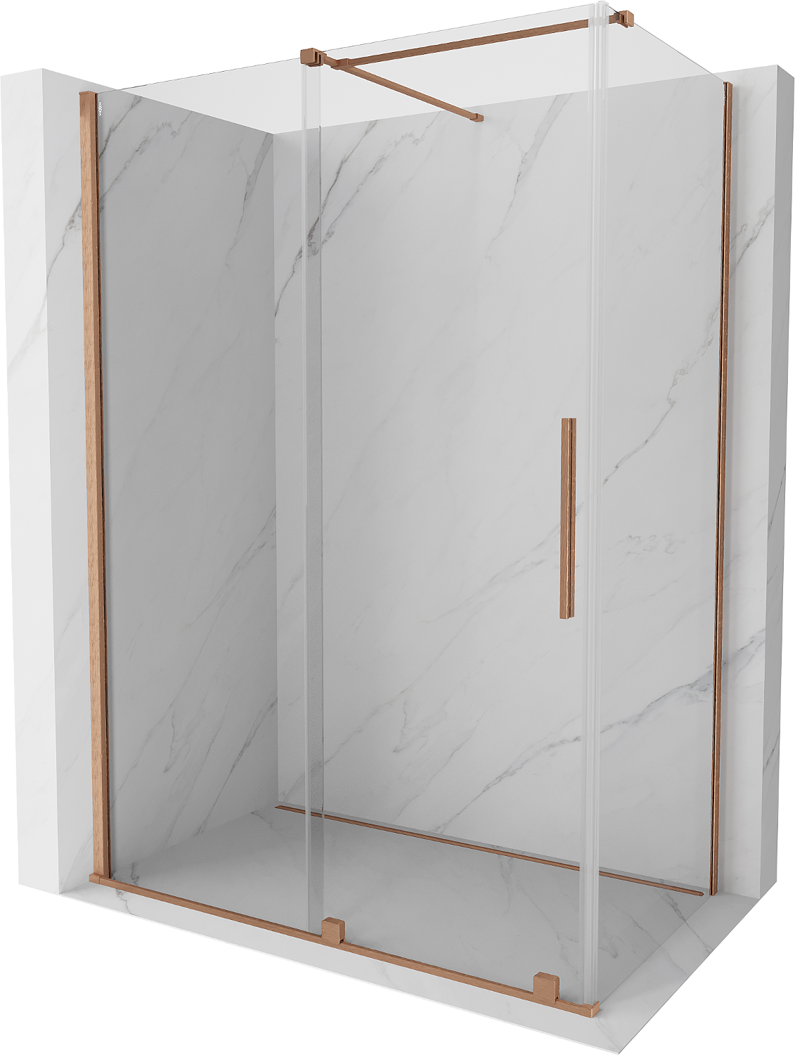 Mexen Velar kabina prysznicowa rozsuwana 150x85 cm, transparent, miedź szczotkowana - 871-150-085-01-65