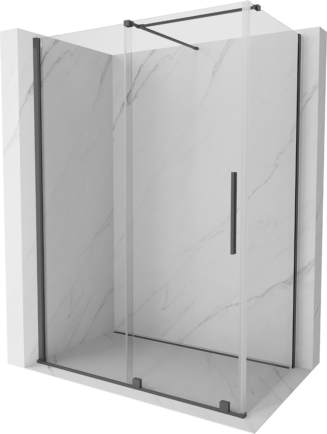 Mexen Velar kabina prysznicowa rozsuwana 140x85 cm, transparent, gun gray szczotkowany - 871-140-085-01-66