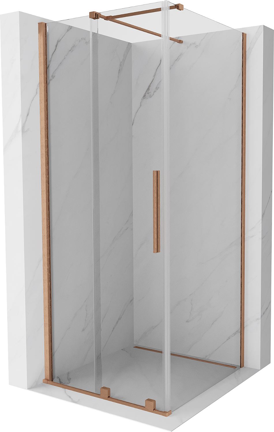 Mexen Velar kabina prysznicowa rozsuwana 110x110 cm, transparent, miedź szczotkowana - 871-110-110-01-65