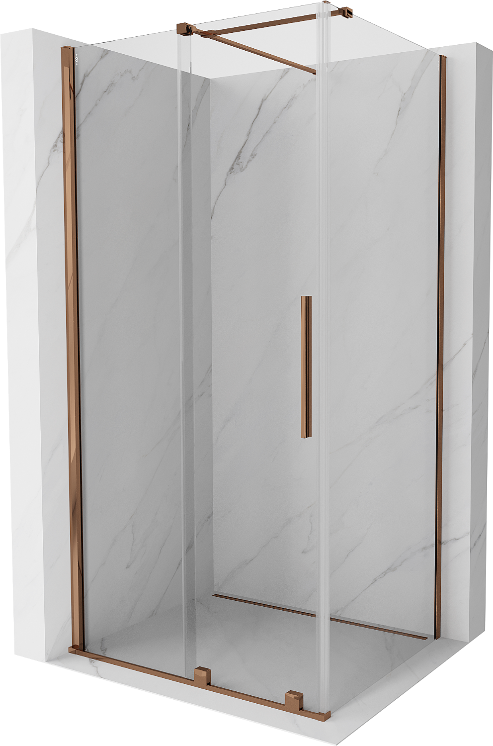 Mexen Velar kabina prysznicowa rozsuwana 90x75 cm, transparent, różowe złoto - 871-090-075-01-60