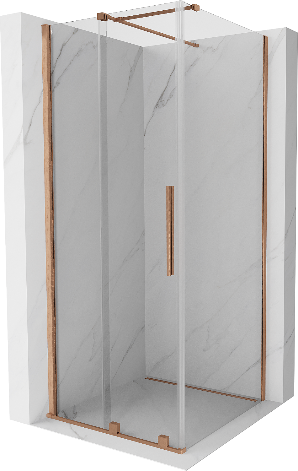 Mexen Velar kabina prysznicowa rozsuwana 100x100 cm, transparent, miedź szczotkowana - 871-100-100-01-65