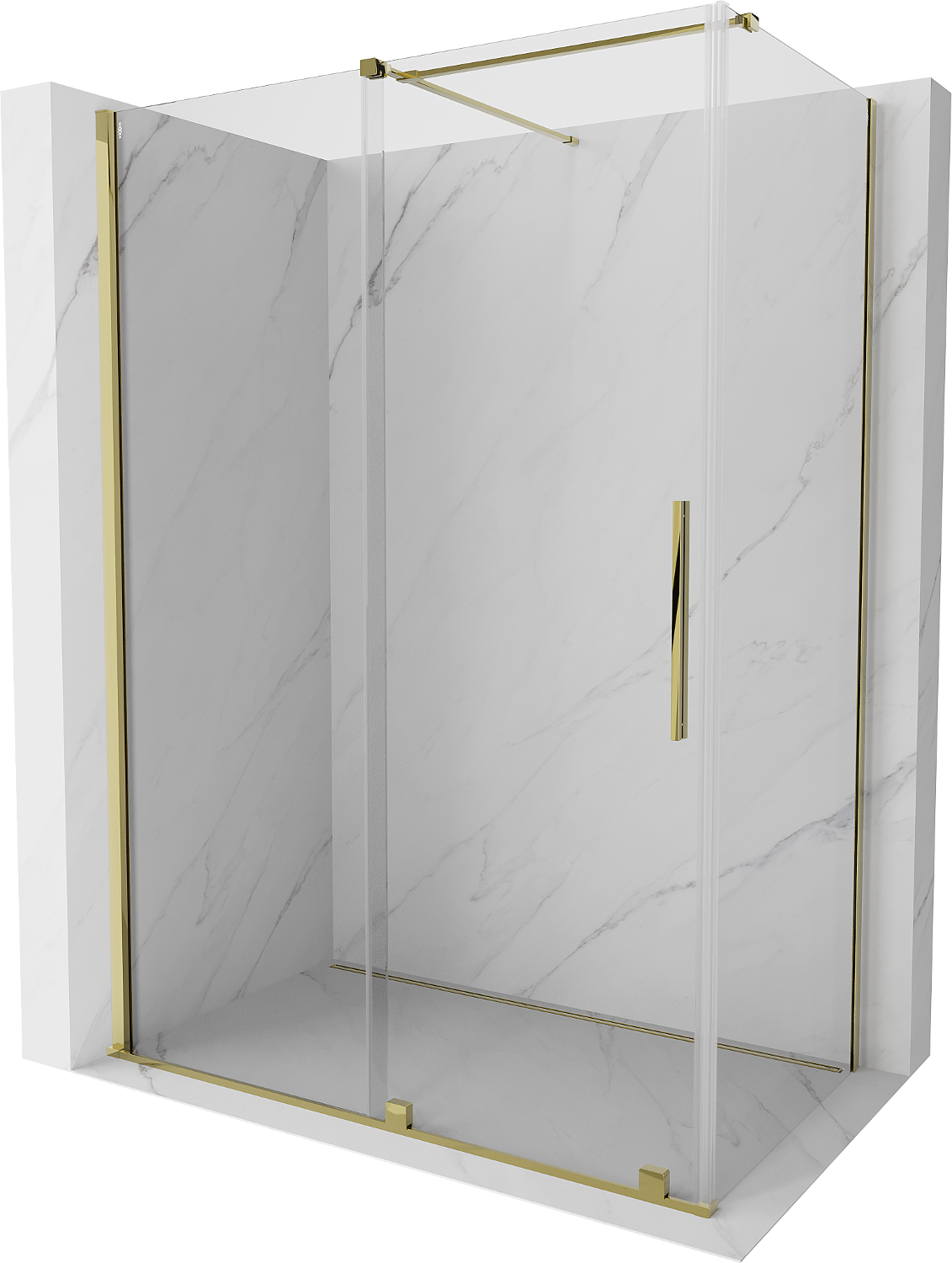 Mexen Velar kabina prysznicowa rozsuwana 150x80 cm, transparent, złota - 871-150-080-01-50