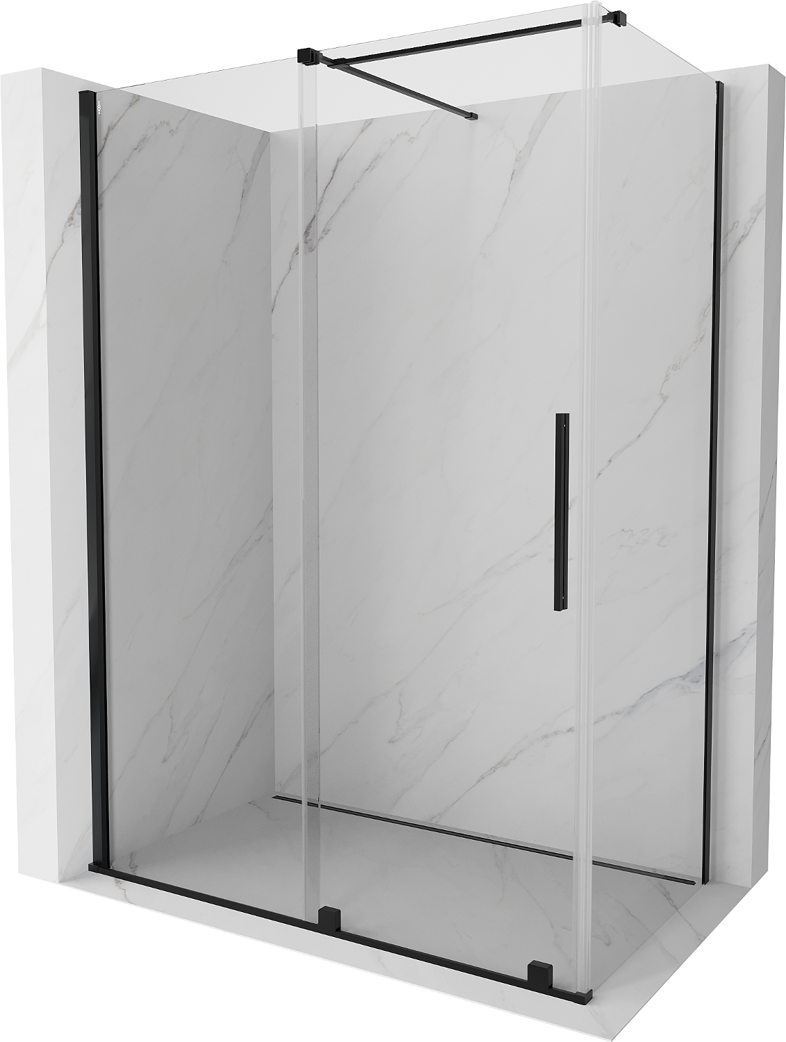 Mexen Velar kabina prysznicowa rozsuwana 130x75 cm, transparent, czarna - 871-130-075-01-70