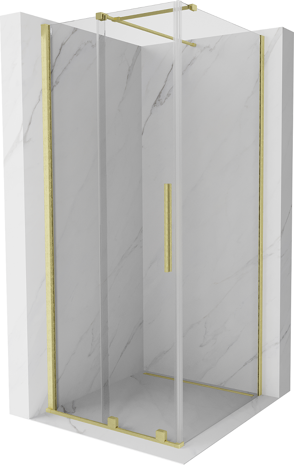 Mexen Velar kabina prysznicowa rozsuwana 110x110 cm, transparent, złota szczotkowana - 871-110-110-01-55