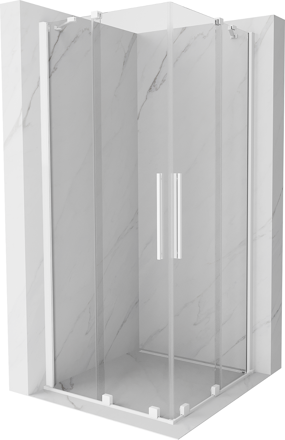 Mexen Velar Duo kabina prysznicowa rozsuwana 80x80 cm, transparent, biała - 871-080-080-02-20