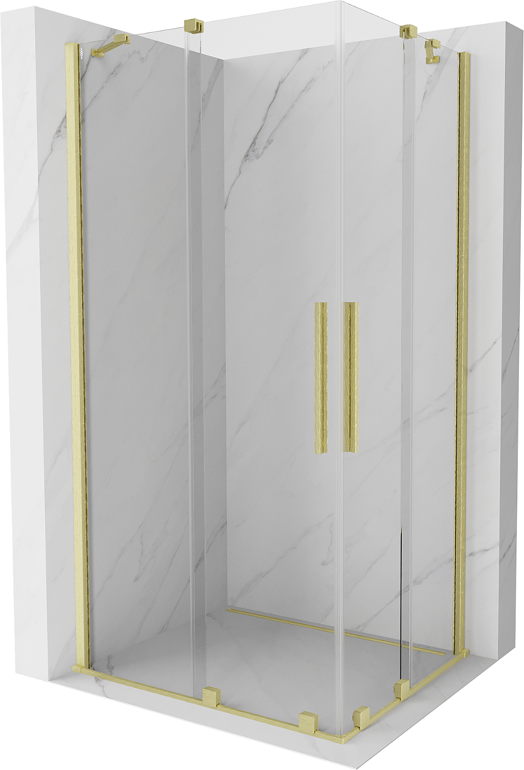 Mexen Velar Duo kabina prysznicowa rozsuwana 90x80 cm, transparent, złota szczotkowana - 871-090-080-02-55