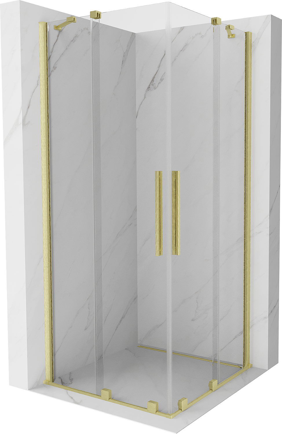 Mexen Velar Duo kabina prysznicowa rozsuwana 100x100 cm, transparent, złota szczotkowana - 871-100-100-02-55