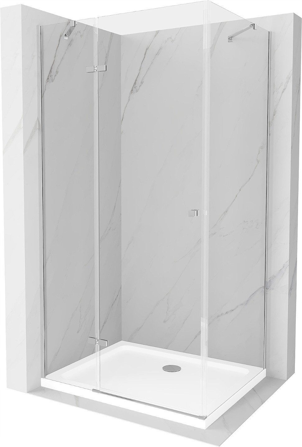 Mexen Roma kabina prysznicowa uchylna 110x100 cm, transparent, chrom + brodzik Flat - 854-110-100-01-00-4010