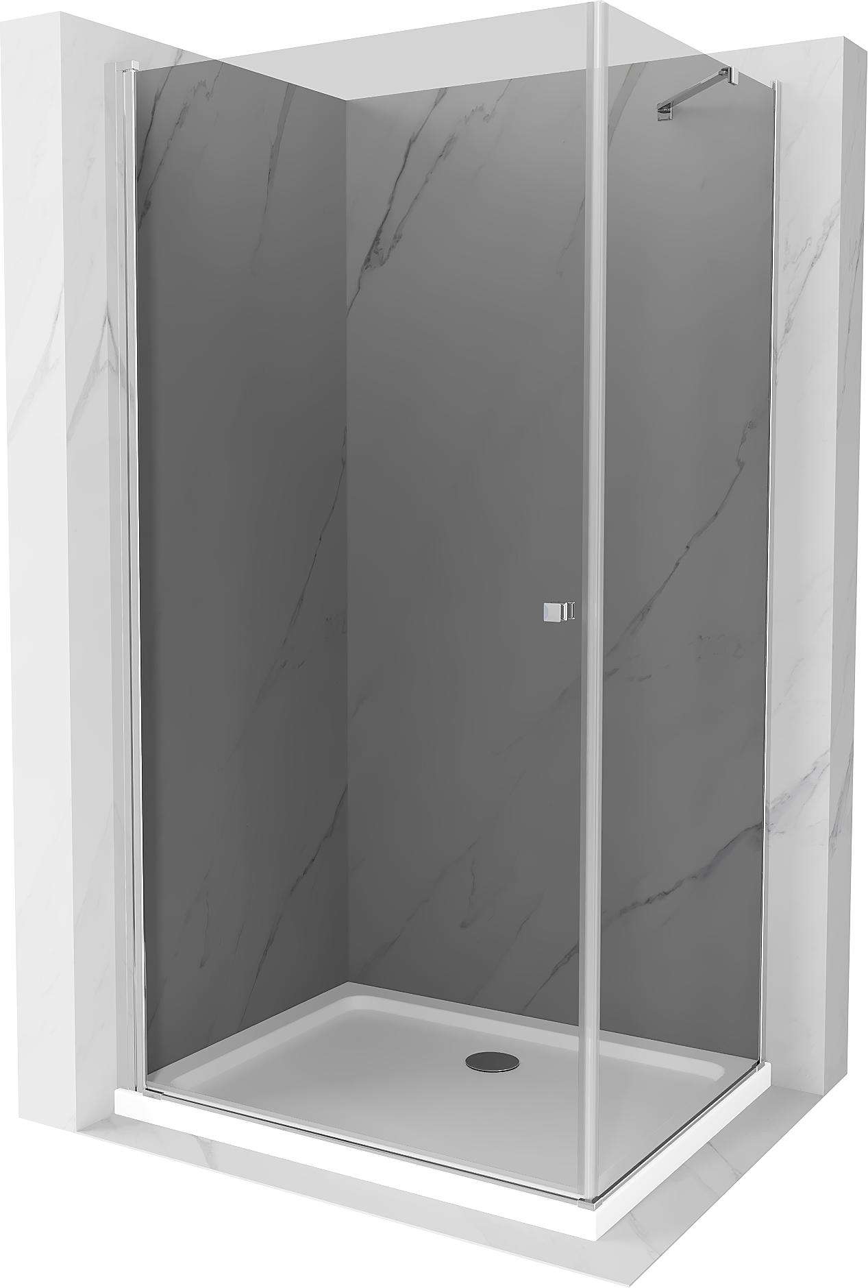 Mexen Pretoria kabina prysznicowa uchylna 90x110 cm, grafit, chrom + brodzik Flat - 852-090-110-01-40-4010