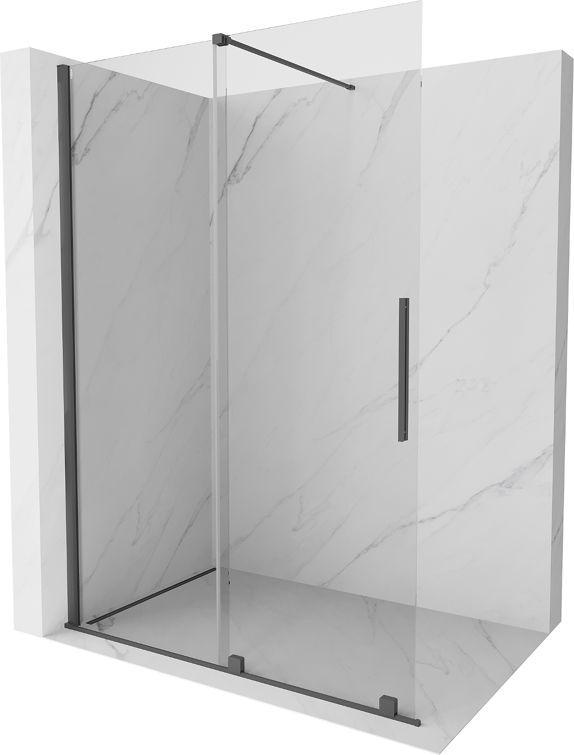 Mexen Velar drzwi prysznicowe rozsuwane Walk-in 160 cm, transparent, gun gray szczotkowany - 871-160-000-03-66