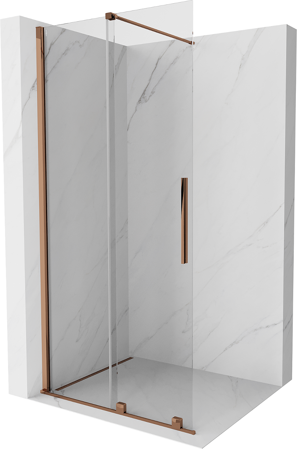 Mexen Velar drzwi prysznicowe rozsuwane Walk-in 110 cm, transparent, różowe złoto - 871-110-000-03-60